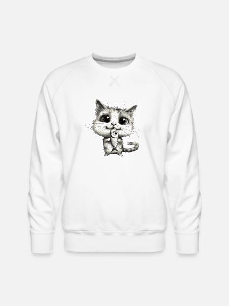 Funny Cat - Men's Premium Sweatshirt - white