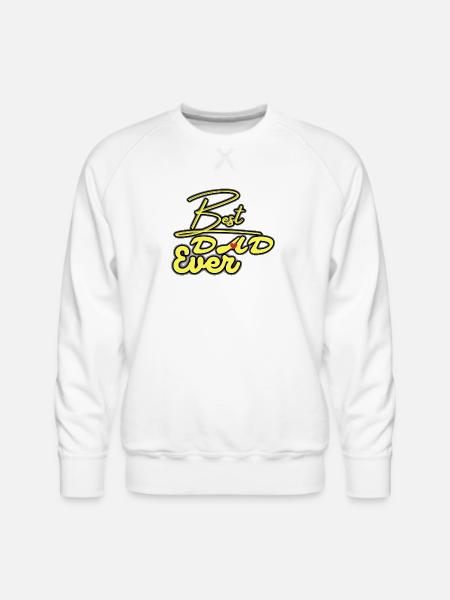 Best Dad Ever Neon Script - Men's Premium Sweatshirt - white