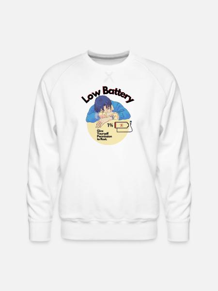 Permission to Rest Battery - Men's Premium Sweatshirt - white