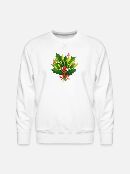 Festive Holly Botanical Design - Men's Premium Sweatshirt - white