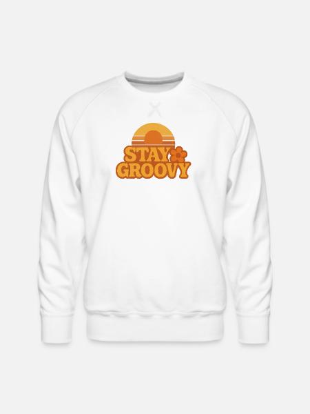 Retro Sunset Stay Groovy Graphic - Men's Premium Sweatshirt - white
