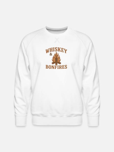 Whiskey Bonfires Outdoor Logo - Men's Premium Sweatshirt - white