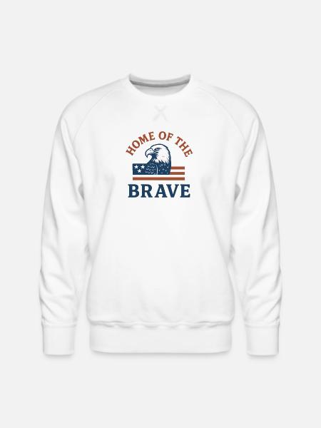 Patriotic Eagle with Bold Text - Men's Premium Sweatshirt - white