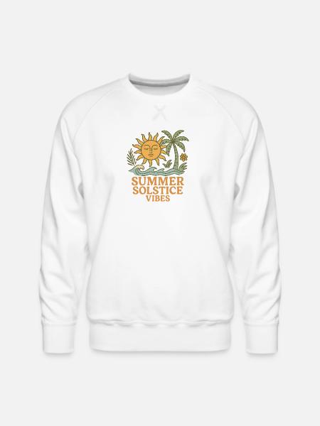 Summer Solstice Vibes Sun and Palm Design - Men's Premium Sweatshirt - white