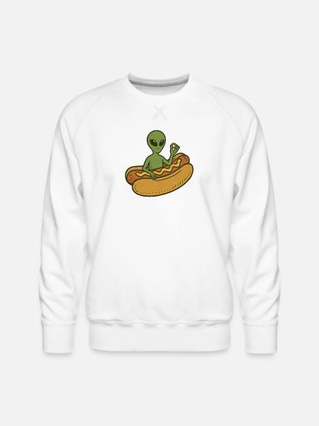 Alien Hot Dog Casual Illustration - Men's Premium Sweatshirt - white