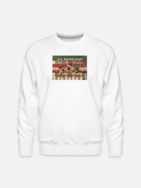 Festive Dogs on Rustic Christmas - Men's Premium Sweatshirt - white