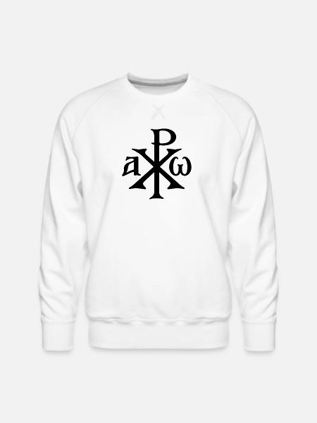 Chi Rho Christogram Black - Men's Premium Sweatshirt - white