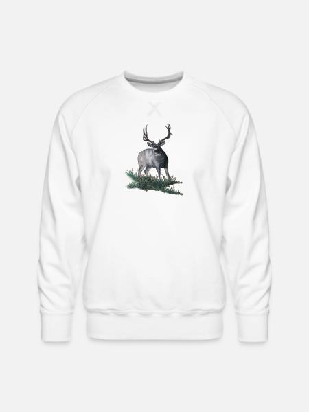 Mule deer buck sketch - Men's Premium Sweatshirt - white
