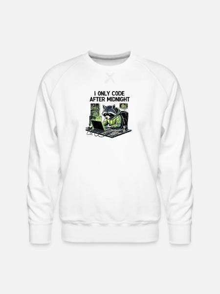 Midnight Coder Raccoon - Men's Premium Sweatshirt - white