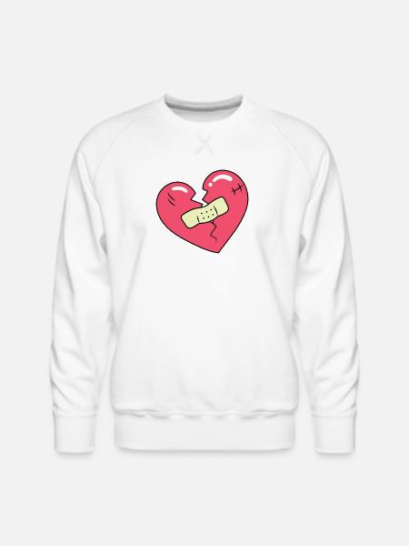 Broken Heart and Patch - Men's Premium Sweatshirt - white