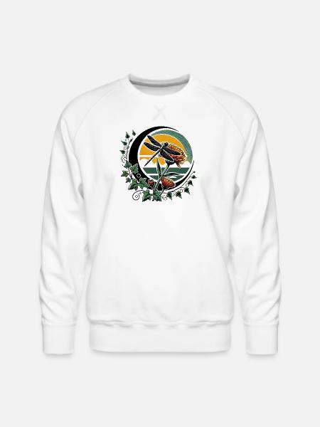 Moonlit Dragonfly & Sunflowers - Men's Premium Sweatshirt - white