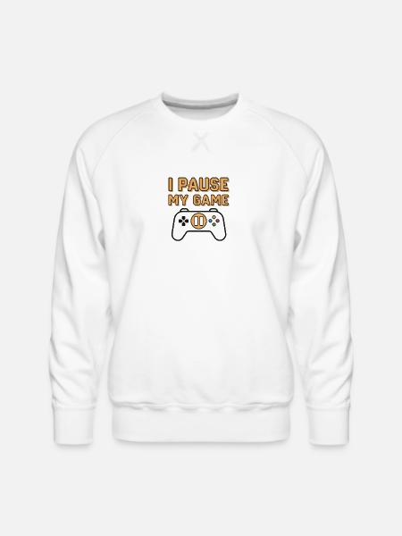 I Pause My Game - Men's Premium Sweatshirt - white