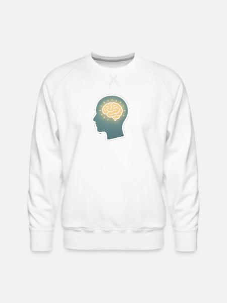 Neon Brain Glow Silhouette - Men's Premium Sweatshirt - white
