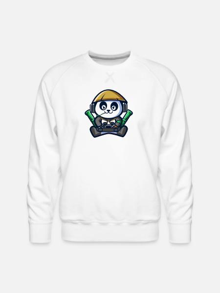 Panda Astronaut Gamer - Men's Premium Sweatshirt - white