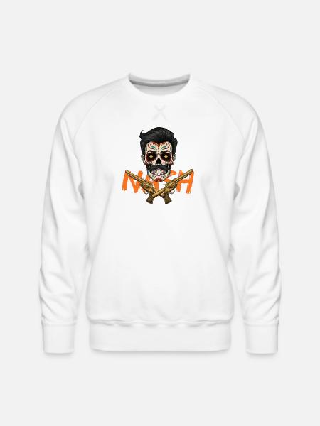 Sugar Skull Gunslinger Tee - Men's Premium Sweatshirt - white