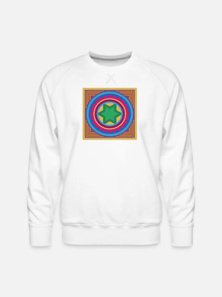 Vibrant Star Mandala Burst - Men's Premium Sweatshirt - white