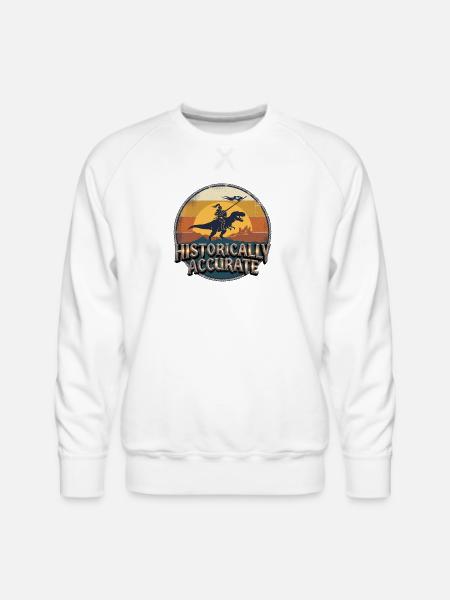 Knight on Dino at Sunset - Men's Premium Sweatshirt - white