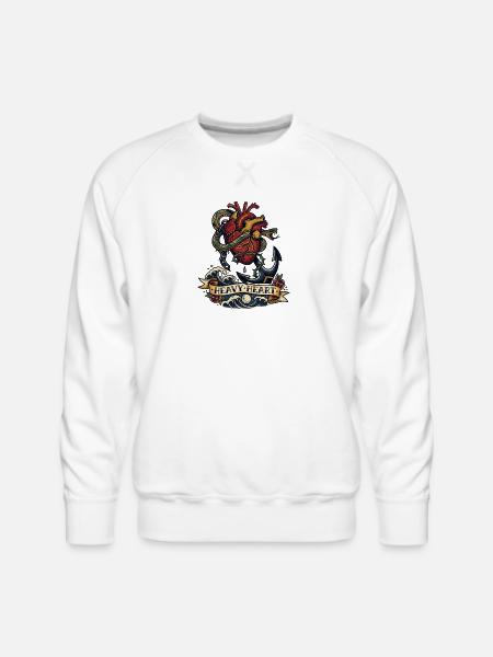 Heavy Heart Traditional Tattoo - Men's Premium Sweatshirt - white