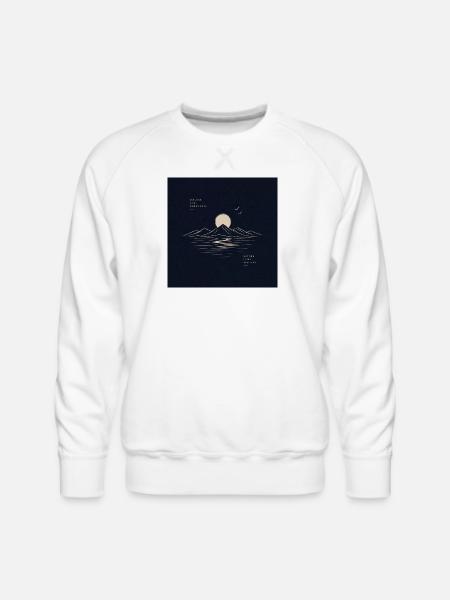 Moonlit Mountain Lake Nature Therapy - Men's Premium Sweatshirt - white