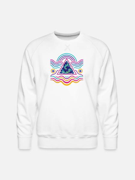Neon Triangle Fractal Wave - Men's Premium Sweatshirt - white
