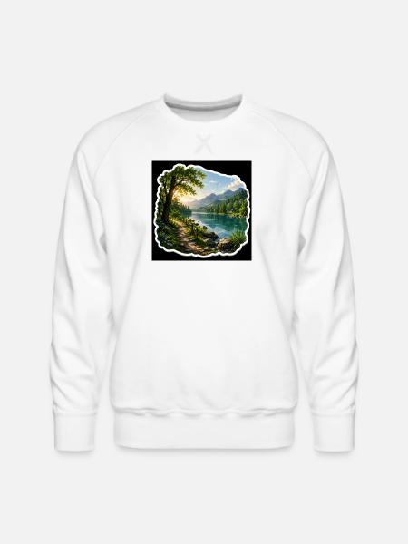 Lakeside Trail in Alpine Sun - Men's Premium Sweatshirt - white