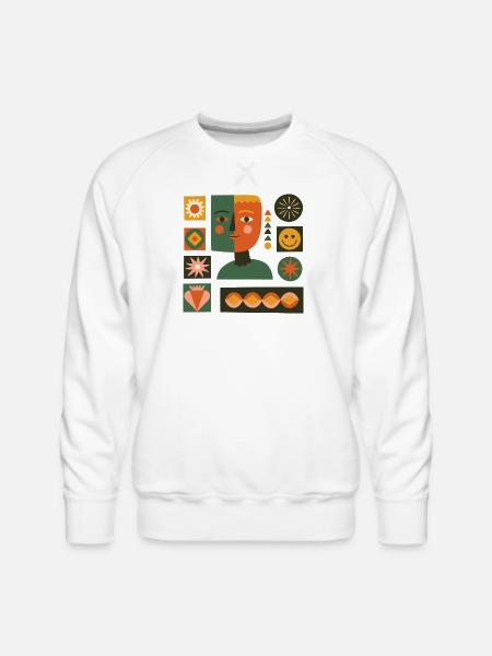 Dual-Tone Geometric Portrait - Men's Premium Sweatshirt - white