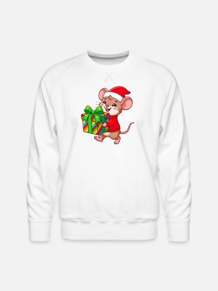 Cheerful Holiday Mouse Gift - Men's Premium Sweatshirt - white