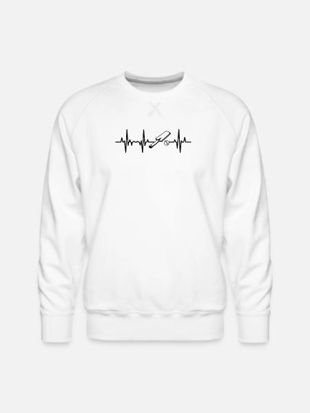 Cricket ECG Heartline - Men's Premium Sweatshirt - white