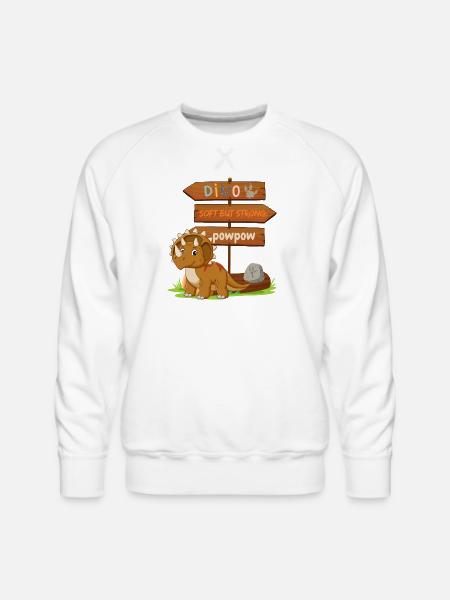 Cute Dinosaur with Playful Signpost - Men's Premium Sweatshirt - white