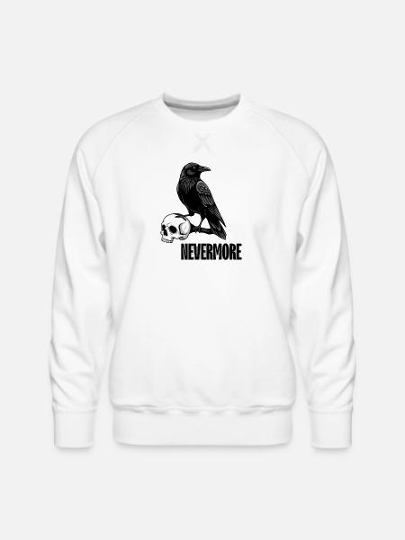 Raven and Skull Monochrome Gothic - Men's Premium Sweatshirt - white