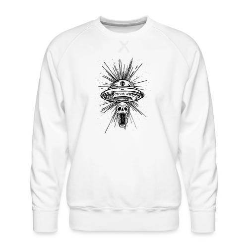 Warped Skull UFO Abduction - Black Ink - Men's Premium Sweatshirt
