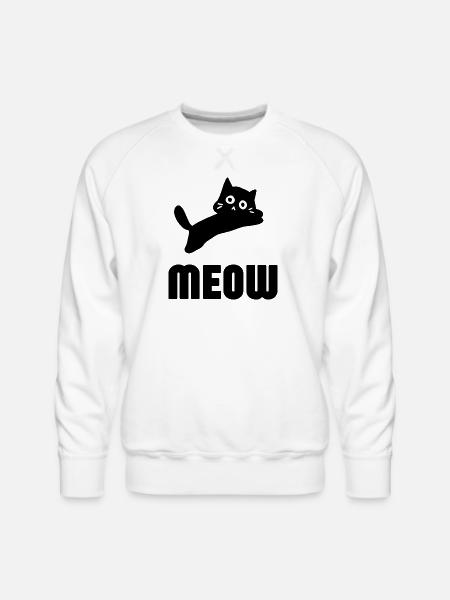 Whimsical Cat Face Illustration - Men's Premium Sweatshirt - white