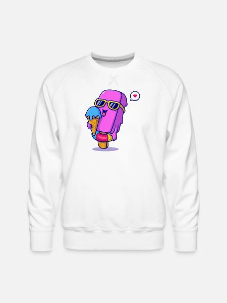 Sunny Pink Ice Pop Mascot - Men's Premium Sweatshirt - white