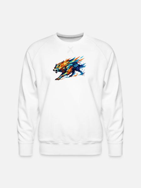 Prism Wolf in Fractal Fur - Men's Premium Sweatshirt - white
