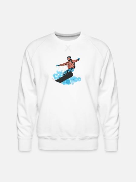 Snowboard Jump Neon Splash - Men's Premium Sweatshirt - white