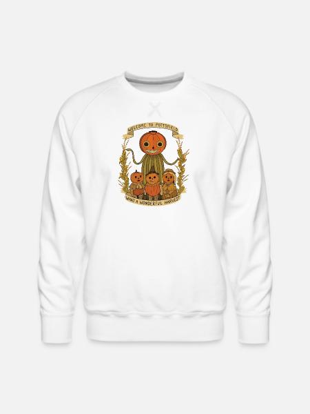 Harvest Family Pumpkin Scarecrow Banner - Men's Premium Sweatshirt - white