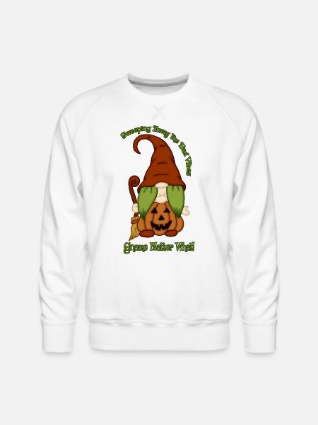 Gnome-O-Ween Pumpkin Witch Pun - Men's Premium Sweatshirt - white