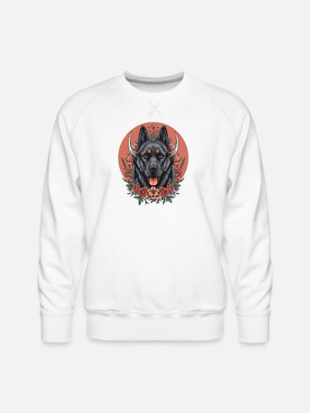 Floral Wolfdog Circle - Men's Premium Sweatshirt - white