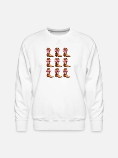 Cowgirl Boots and Pink Bows Rodeo - Men's Premium Sweatshirt - white