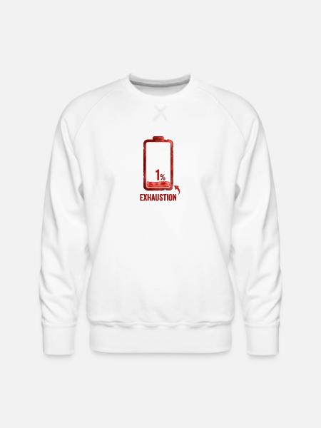 1% Exhaustion Battery Art - Men's Premium Sweatshirt - white