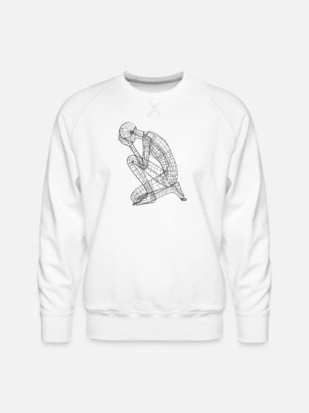Kneeling Wireframe Figure - Men's Premium Sweatshirt - white