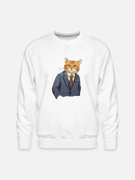Cat in a Suit - Men's Premium Sweatshirt - white