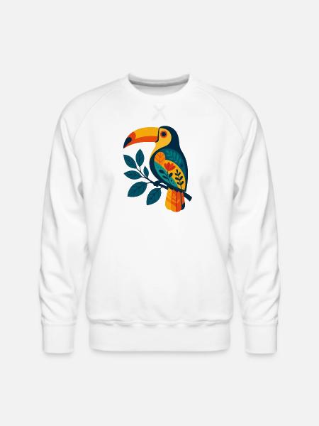 Bold Tropical Toucan Art - Men's Premium Sweatshirt - white