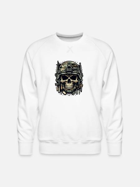 Soldier's Legacy: Camo Skull - Men's Premium Sweatshirt - white
