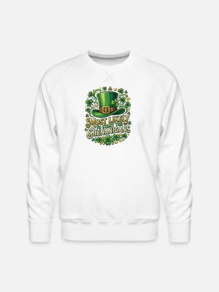 Leprechaun Hat Shenanigans - Men's Premium Sweatshirt - white