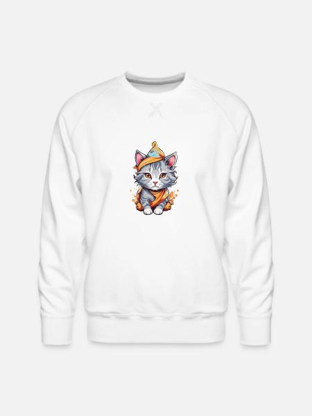Cute Cat - Men's Premium Sweatshirt - white