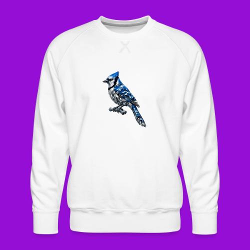 Silver Blue Jay on Perch - Men's Premium Sweatshirt
