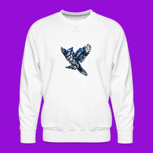 Silver Blue Jay Open Wing Perch - Men's Premium Sweatshirt