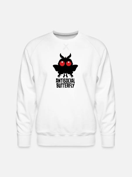 Antisocial Butterfly Mothman Cryptid - Men's Premium Sweatshirt - white