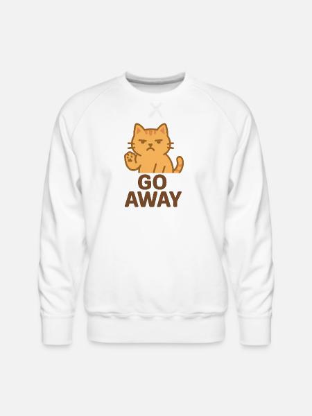 Grumpy Cat Go Away Cartoon - Men's Premium Sweatshirt - white
